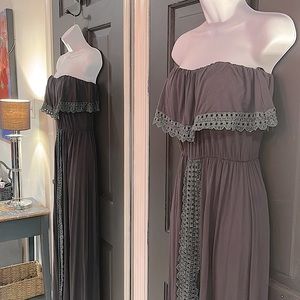 L*Space Nikola eyelet trim strapless coverup maxi dress.